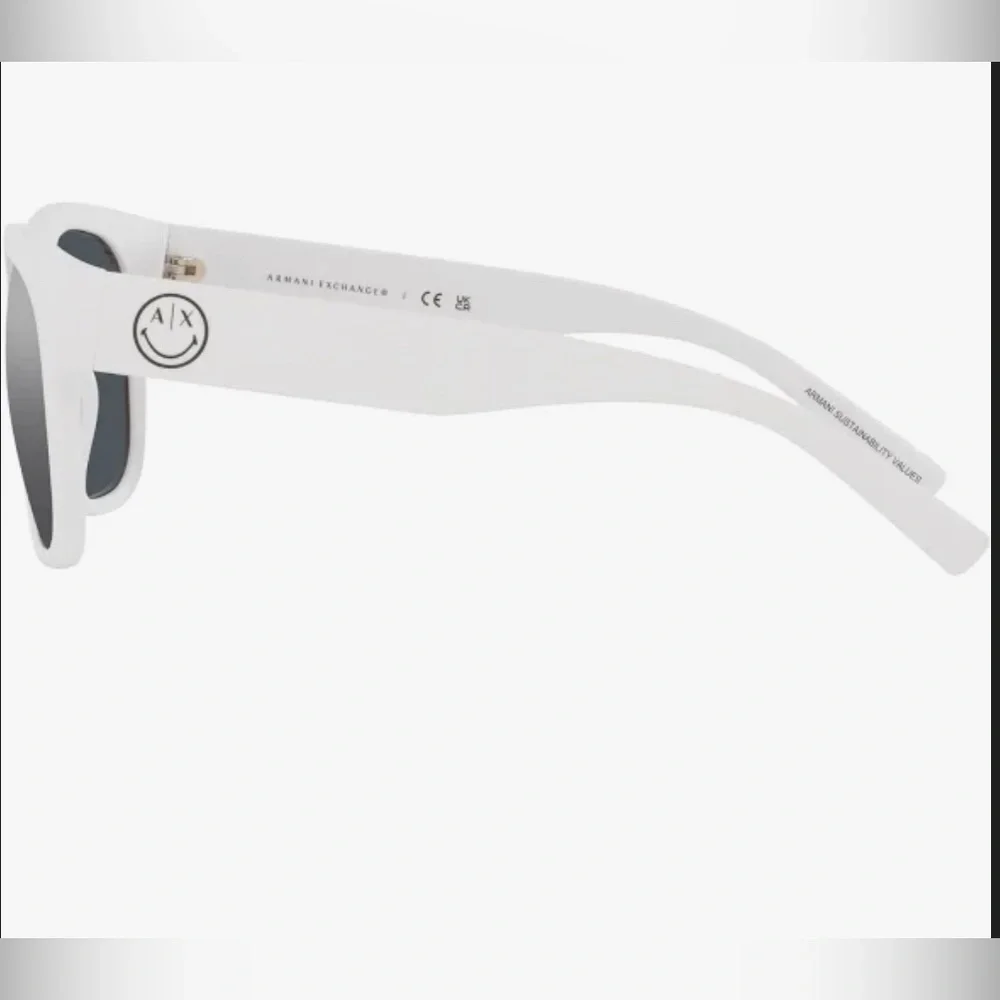 Armani Exchange Man Matte White Frame Grey Mirror Silver Lenses Sunglasses new‎